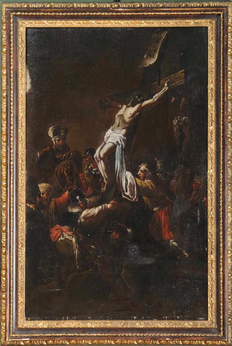 Appraisal: ITALIAN SCHOOL THE CRUCIFIXION Oil on canvas relined framed Provenance