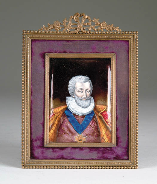 Appraisal: LARGE ENAMEL ON COPPER PORTRAIT OF A GENTLEMAN The half