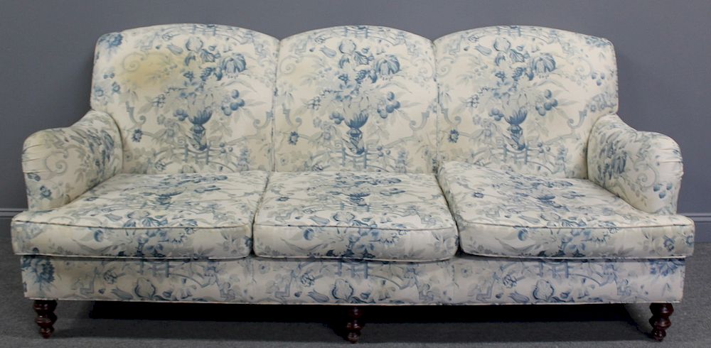 Appraisal: George Smith Vintage Upholstered Sofa From a Lawrence L I