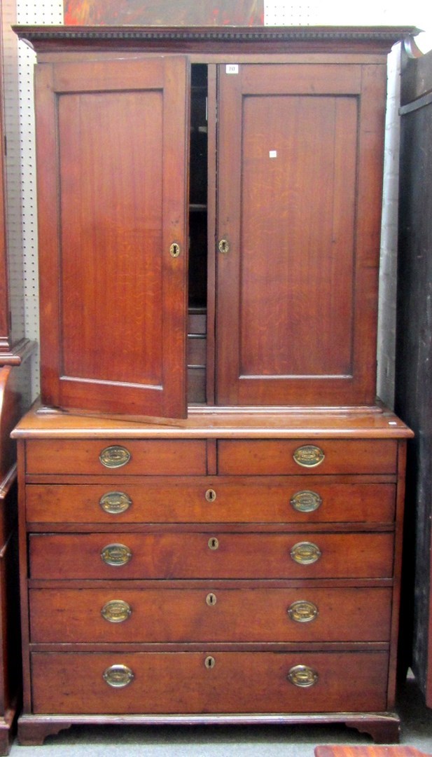 Appraisal: A George III oak bookcase chest the pair of panel