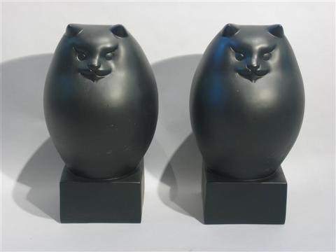 Appraisal: PAIR OF COMPOSITION BLACK CATS Stamped R H Recchia M