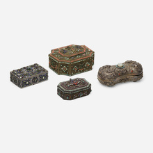 Appraisal: COLLECTION OF FOUR JEWELED BOXES th- th centurymixed metals semi-precious