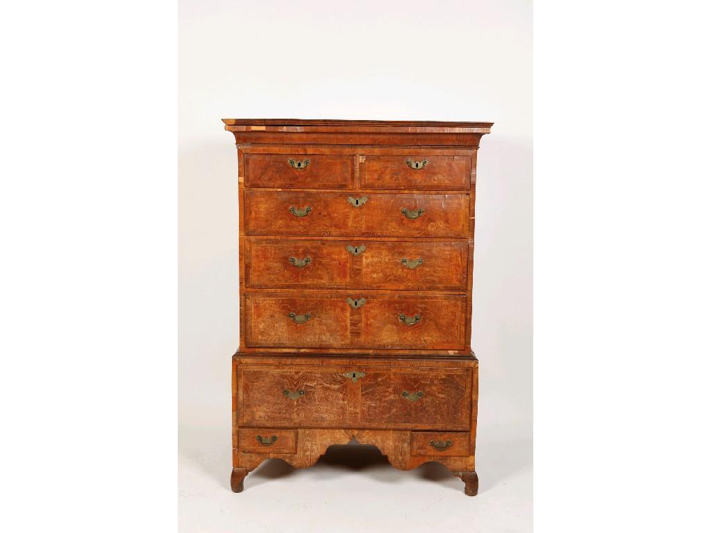 Appraisal: A GEORGE I WALNUT CHEST ON STAND the upper section