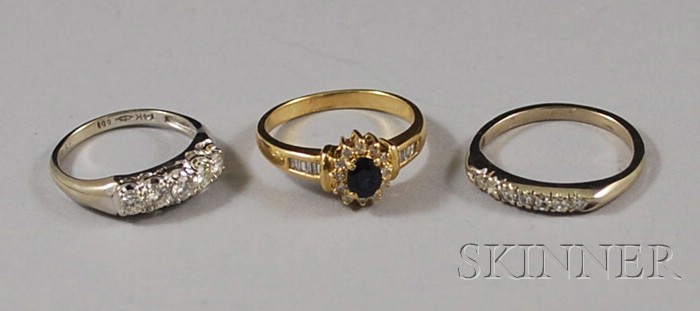 Appraisal: Three kt Gold and Diamond Rings two kt white gold