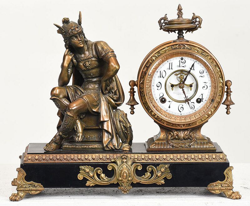 Appraisal: Ansonia Mantel Clock With Mercury Figure American late th century