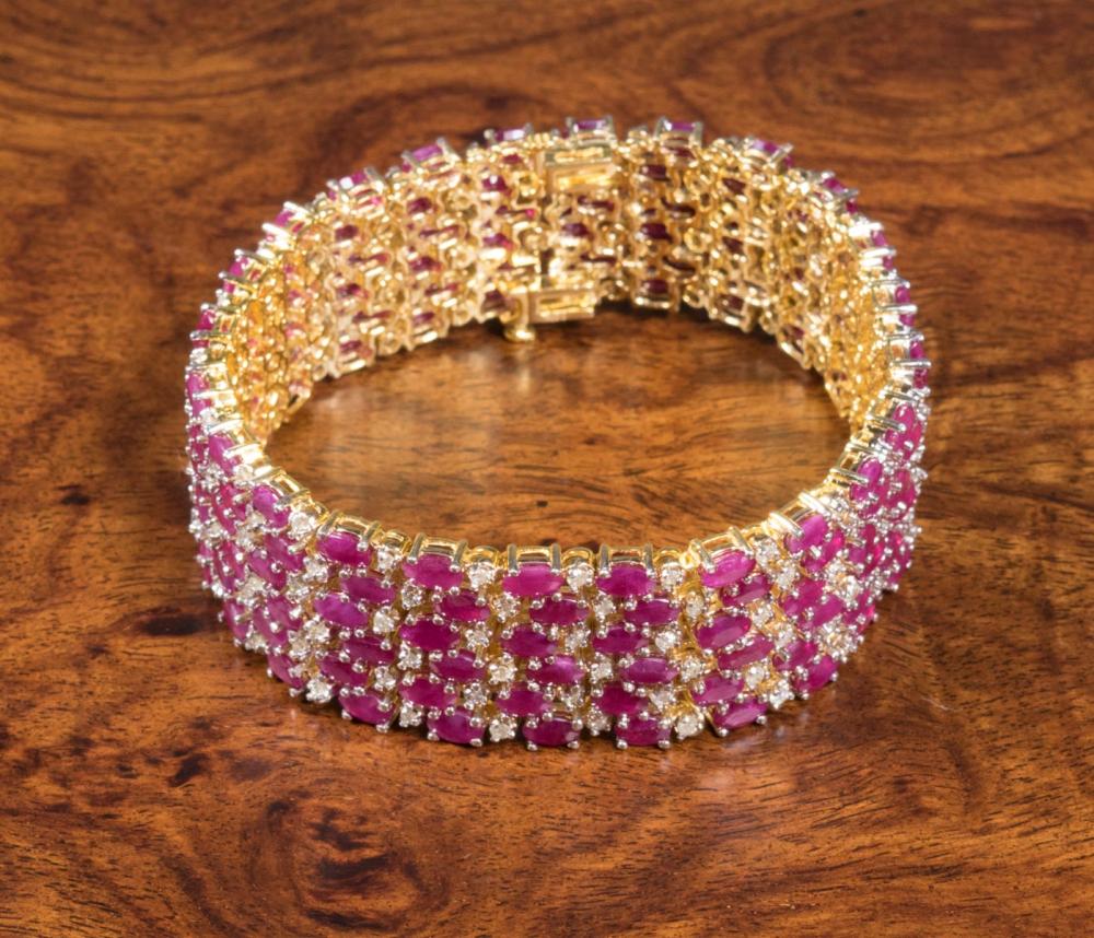 Appraisal: RUBY DIAMOND AND FOURTEEN KARAT GOLD BRACELET The - k