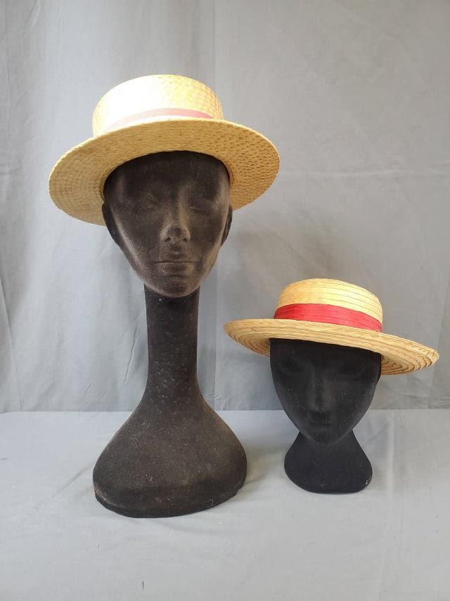 Appraisal: vintage ladies straw boat hats One has a red silk