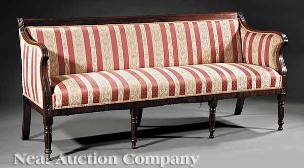 Appraisal: A Federal Carved Mahogany Sofa early th c attributed to