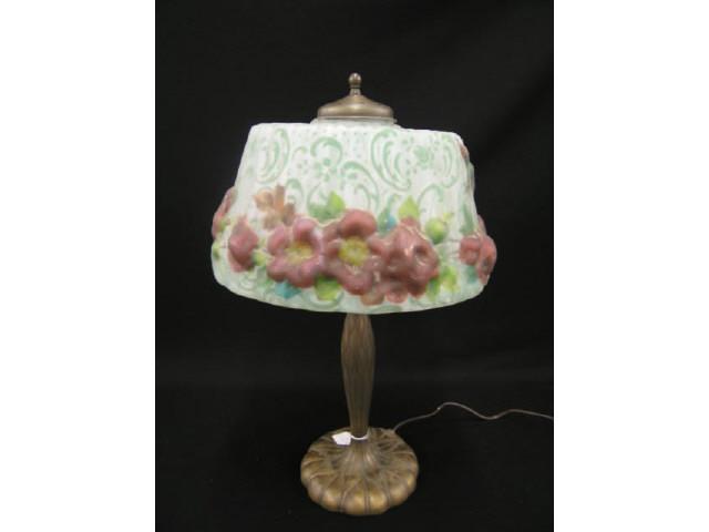 Appraisal: Pairpoint Puffy Lamp hummingbird floral diameter shade bronzed base both