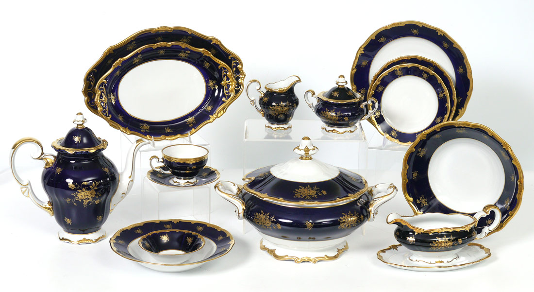 Appraisal: WEIMAR KOBALT PORCELAIN COBALT AND GOLD GILT FINE CHINA Pattern