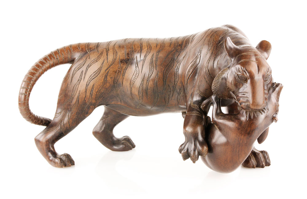 Appraisal: - Carved Rosewood Bengal Tiger Bengal tiger sculpture carved rosewood