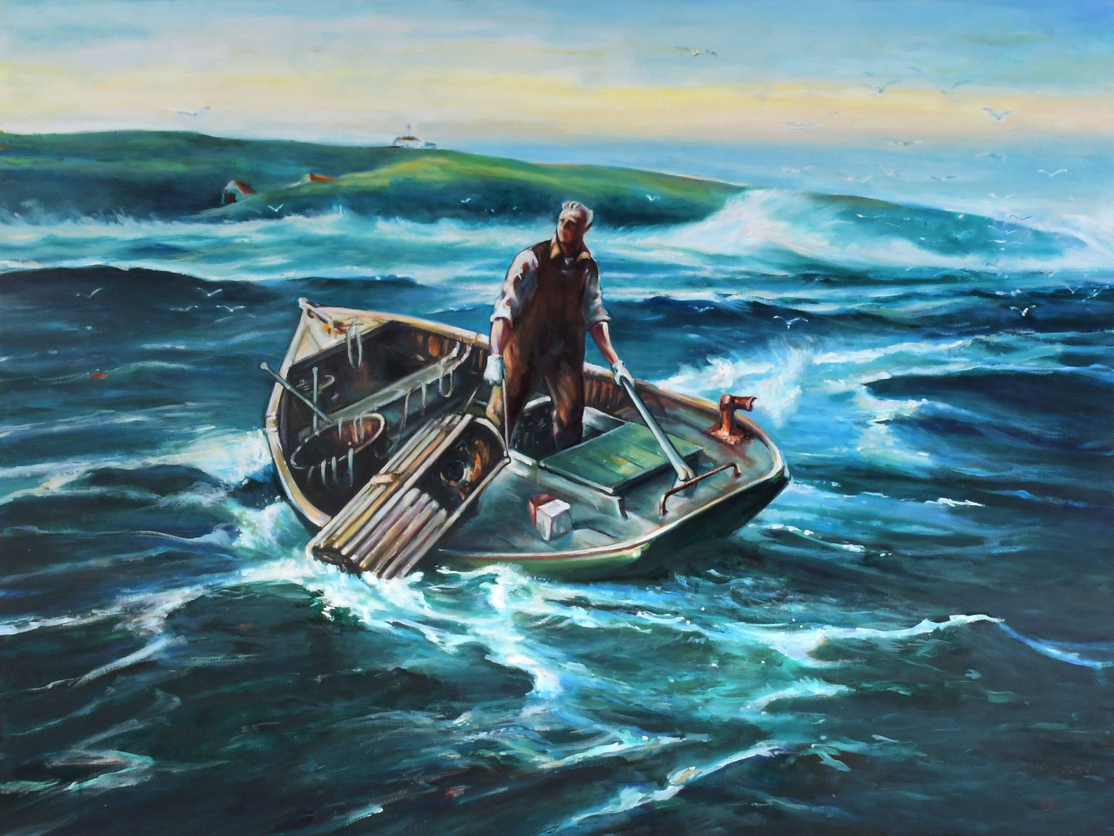 Appraisal: CORLEY Philip Irish - ''Lobstering off Maine a Tribute to