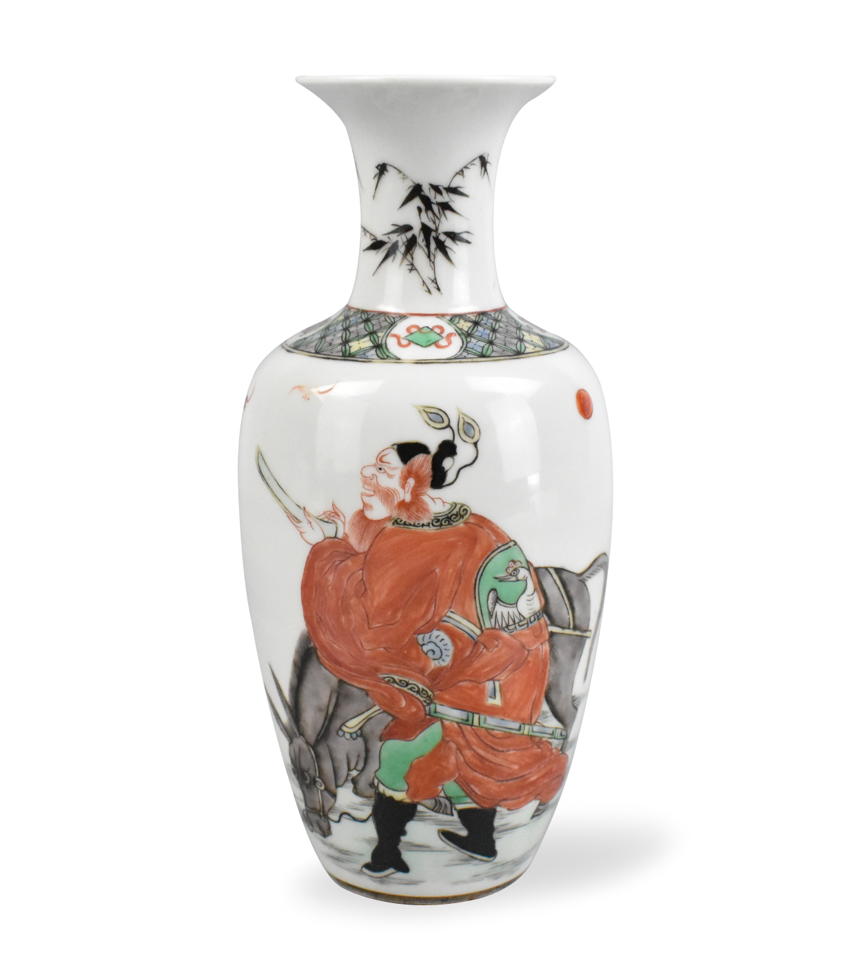 Appraisal: A Chinese famille verte vase with figures The neck expands