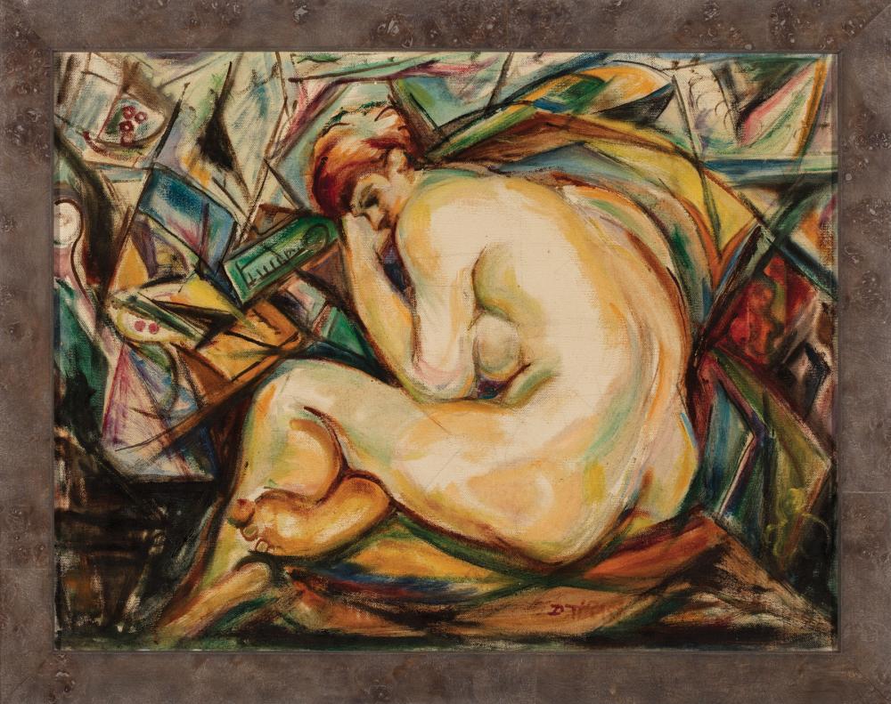 Appraisal: Dox Thrash American Pennsylvania - Nude in a Cubist Composition