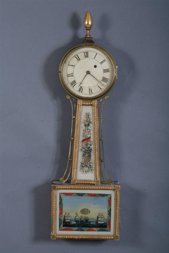 Appraisal: NORTH ATTLEBORO PRESENTATION BANJO CLOCK WITH SIGNED 'TIFFT' DIAL Appears