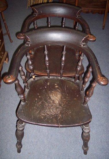 Appraisal: A pair of th Century elbow chairs with turned galleried