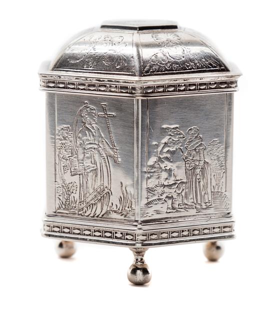 Appraisal: Sale Lot A Dutch Style Silver Commemorative Marriage Box of