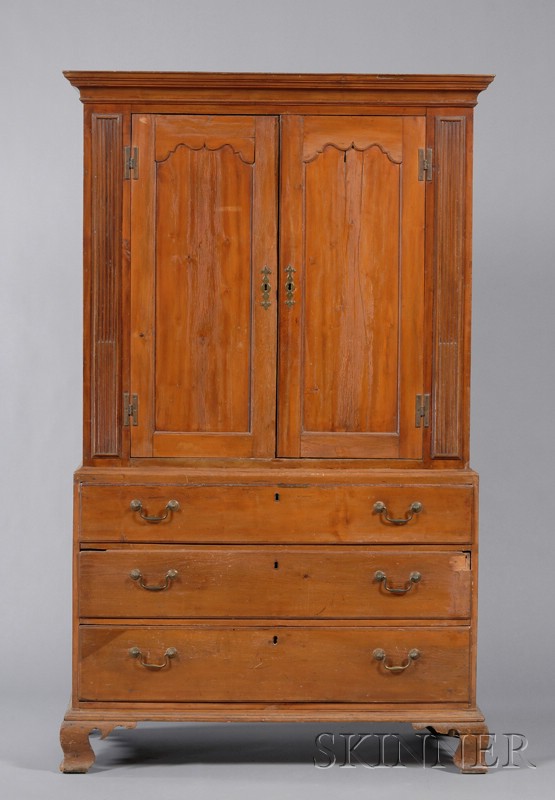 Appraisal: Chippendale Gumwood Carved Linen Press probably New Jersey late th