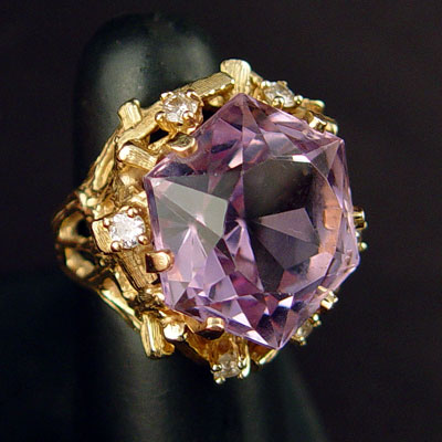 Appraisal: Ct FANTASY CUT AMETHYST AND DIAMOND RING K yellow gold