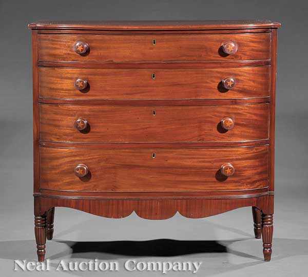 Appraisal: An American Sheraton Mahogany Bowfront Chest of Drawers early th