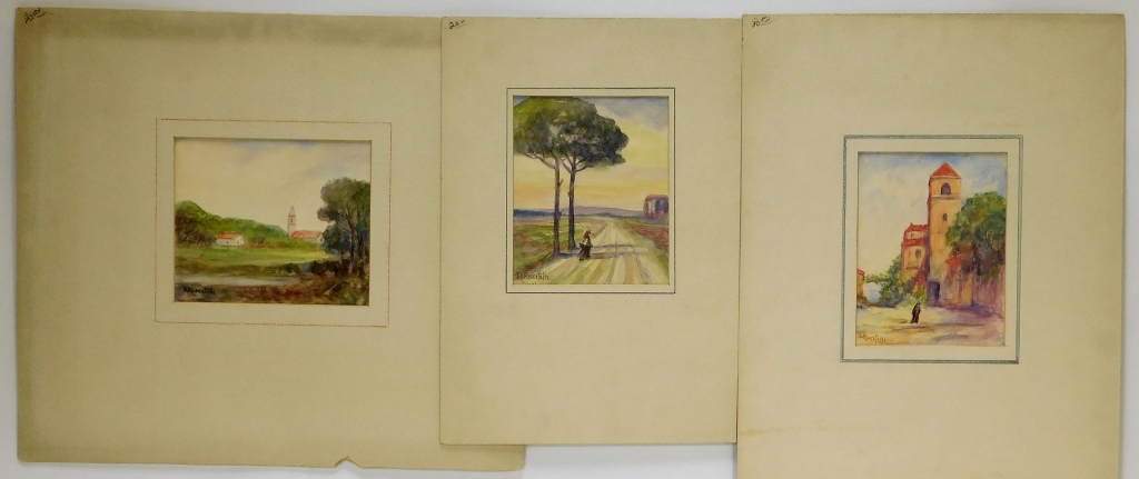 Appraisal: DOMENICO RICCITELLI LANDSCAPE WC PAINTINGS Italy Rhode Island - Three