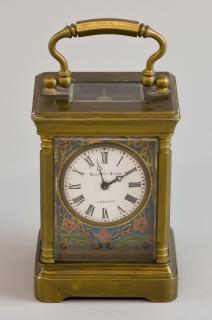 Appraisal: Early th century enamelled brass and glass carriage clock by