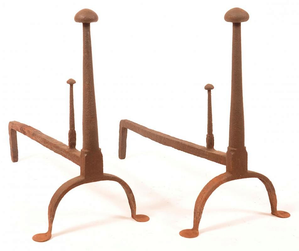 Appraisal: Pair of th Century Iron Andirons Pair of th Century