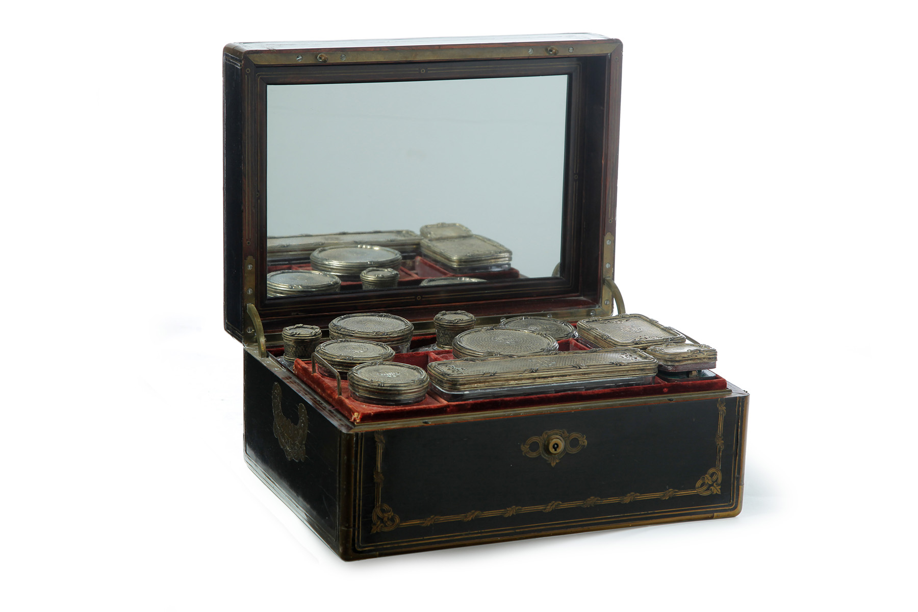 Appraisal: BEAUTIFUL CASED TRAVELLING DRESSING SET Paris rd quarter- th century