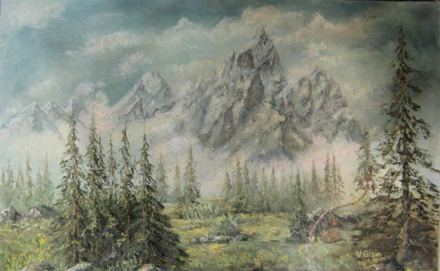 Appraisal: WILLY GISIN OIL ON MASONITE Swiss - Mountain landscape with