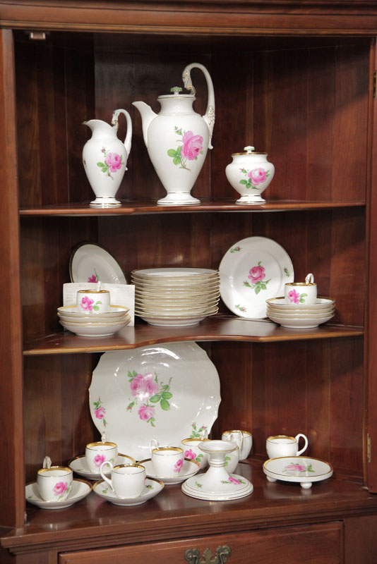 Appraisal: MEISSEN DESSERT AND HOT BEVERAGE SERVICE Partial sets rose pattern