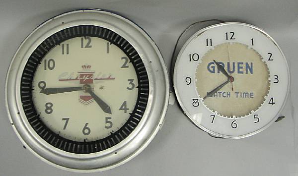 Appraisal: Two Circular electrified Advertising clocks Grouping of two illuminated clocks