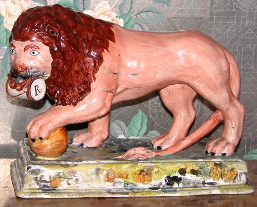 Appraisal: Title Staffordshire Pottery Figure of a Lion Medium ceramic Dimensions