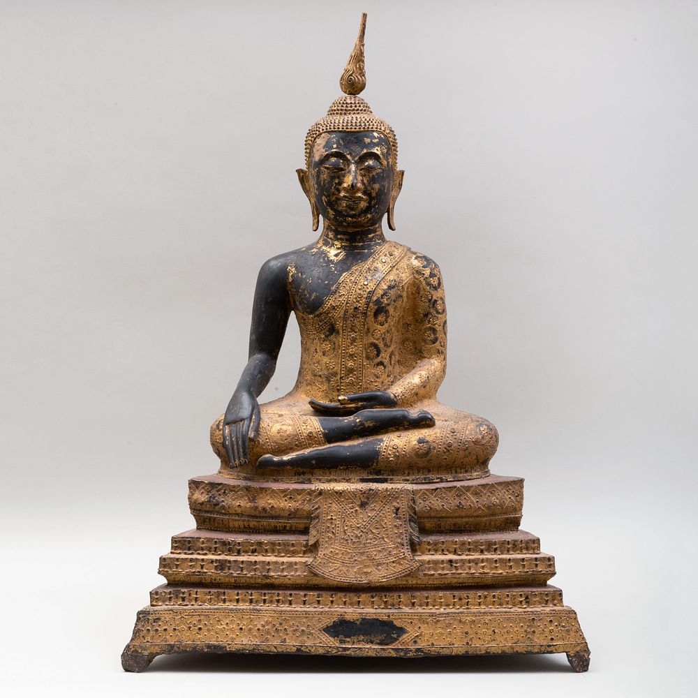 Appraisal: Thai Gilt Metal Figure of Seated Buddha x x in