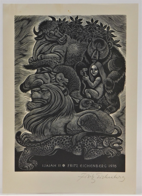 Appraisal: FRITZ EICHENBERG CHILD AND ANIMALS WOODBLOCK PRINT Germany United States