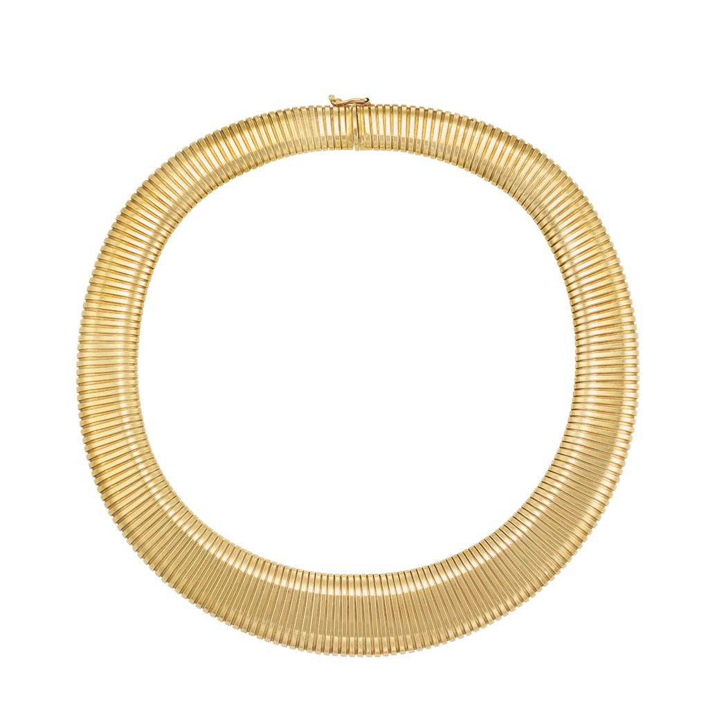 Appraisal: Gold Snake Chain Necklace Cartier kt the tapered flattened tubular