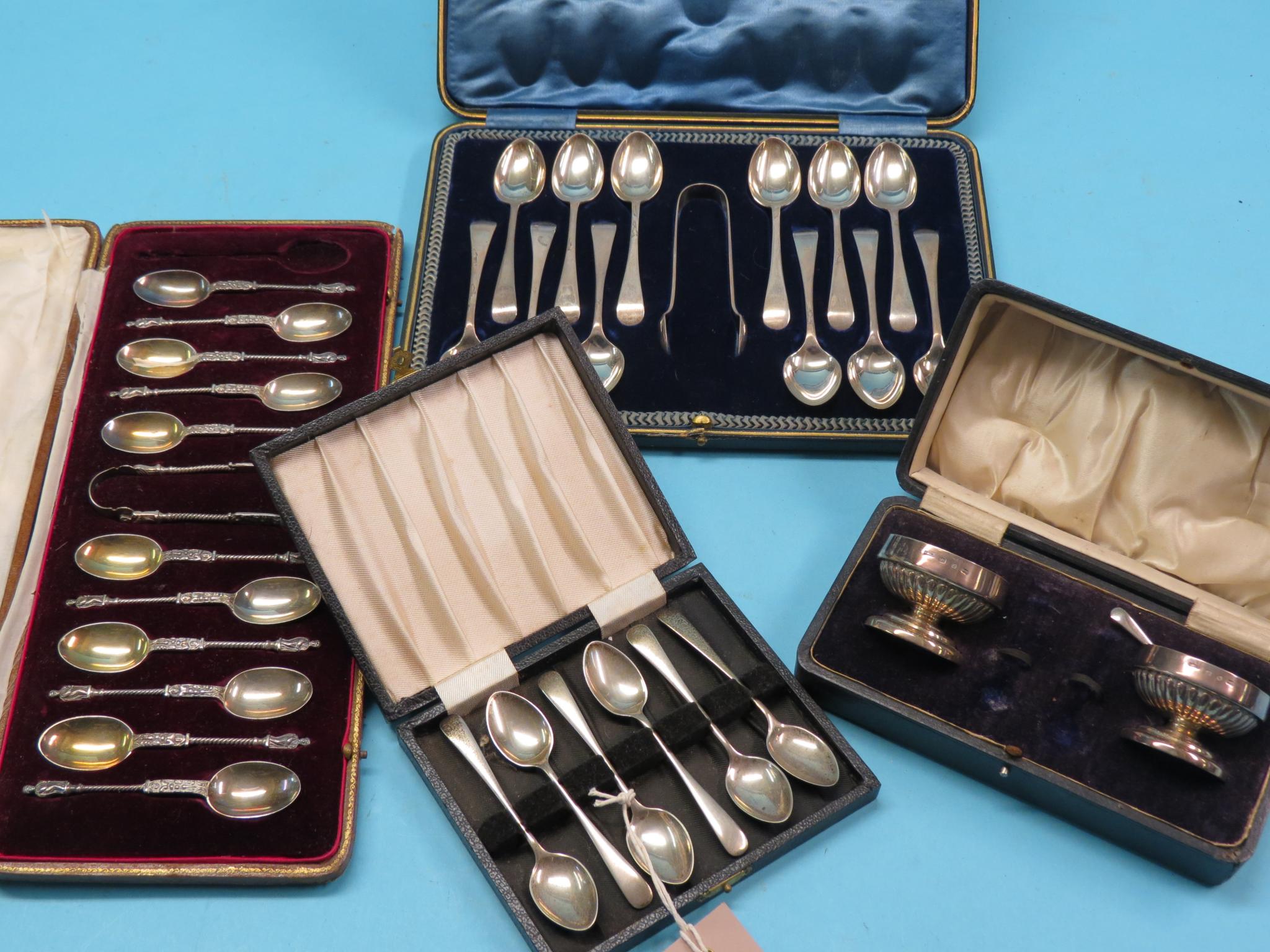 Appraisal: A part set of eleven silver apostle spoons with matching