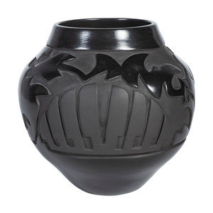 Appraisal: Sharon Naranjo Garcia Santa Clara b Carved Blackware Pottery Jar