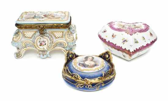 Appraisal: A Collection of Three French Porcelain Boxes the first of