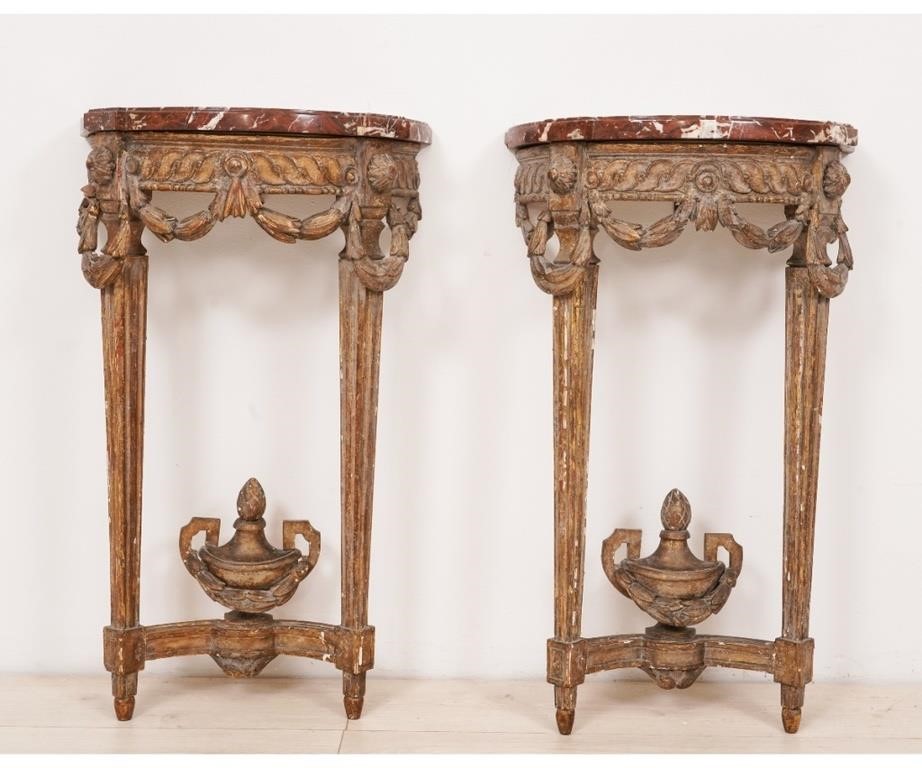 Appraisal: Pair of French Louis XVI half wall tables th c