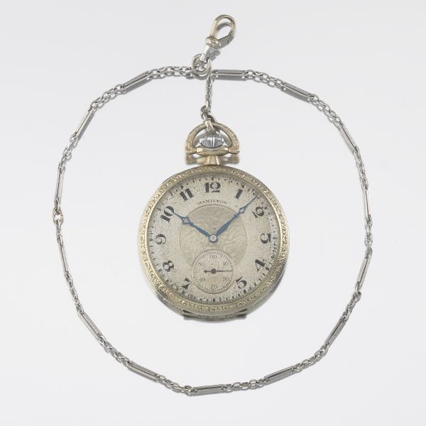 Appraisal: HAMILTON OPEN FACED MENS' POCKET WATCH mm Silver dial with