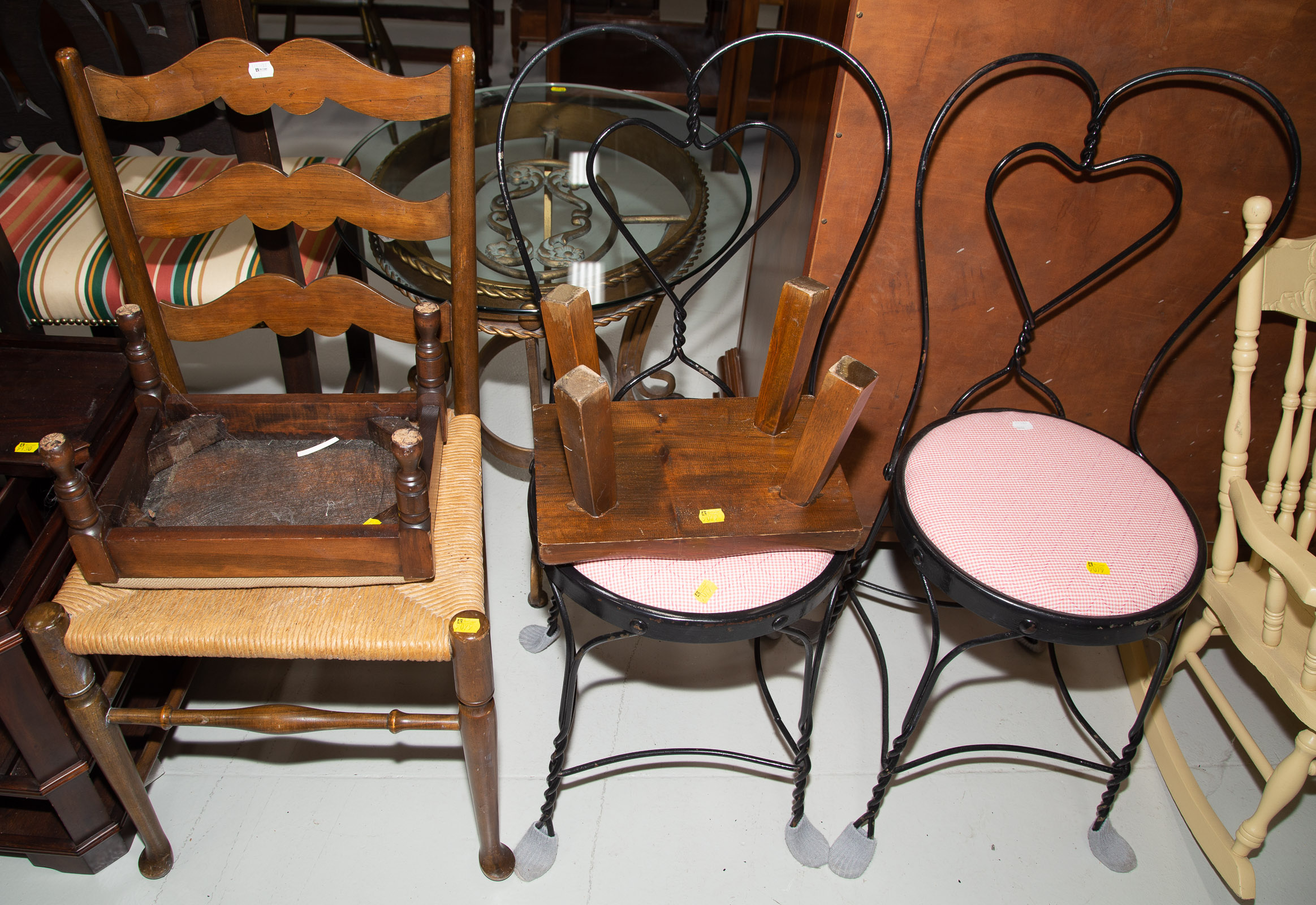 Appraisal: SIX PIECES OF ASSORTED FURNITURE Includes two foot stools child's