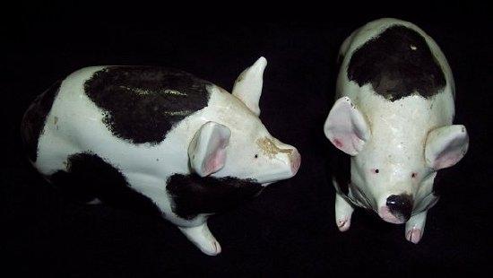 Appraisal: Two small Wemyss pottery pigs each cm long