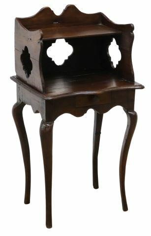 Appraisal: French Provincial oak nightstand th c two open shelves side