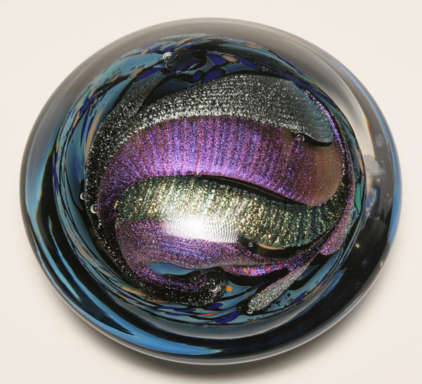 Appraisal: Rollin Karg contemporary art glass paperweight Signed and dated H