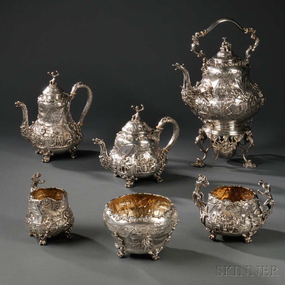 Appraisal: Edward VII Six-piece Sterling Silver Tea Service London - Hunt