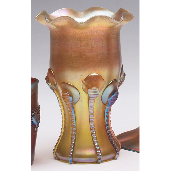 Appraisal: L C Tiffany vase gold favrile glass with applied tendrils