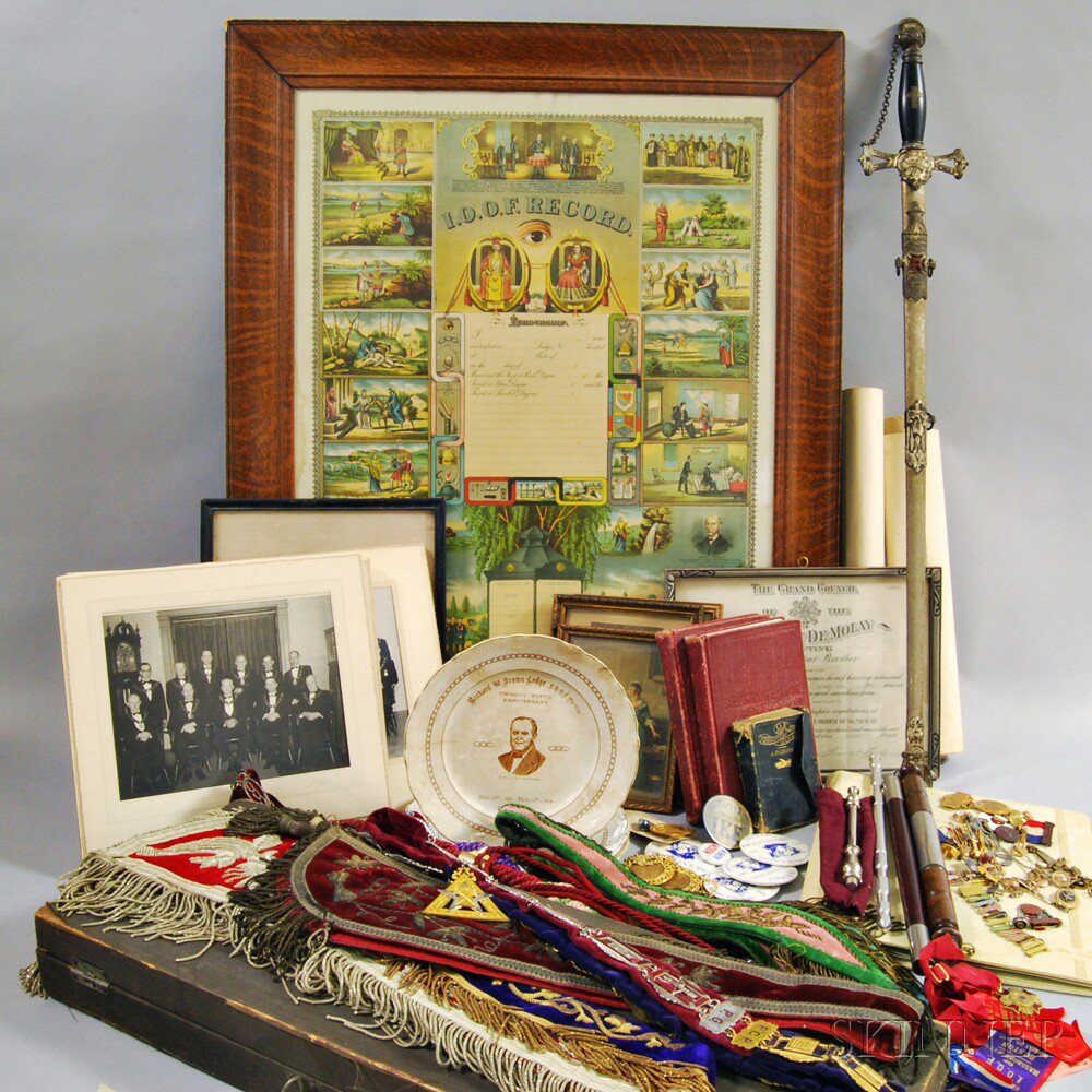 Appraisal: Group of Odd Fellows-related Memorabilia including three J E Mayer