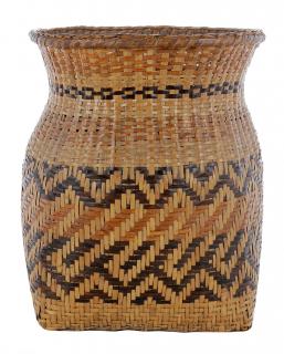 Appraisal: Cherokee River Cane Burden Basket North Carolina colors for walnut