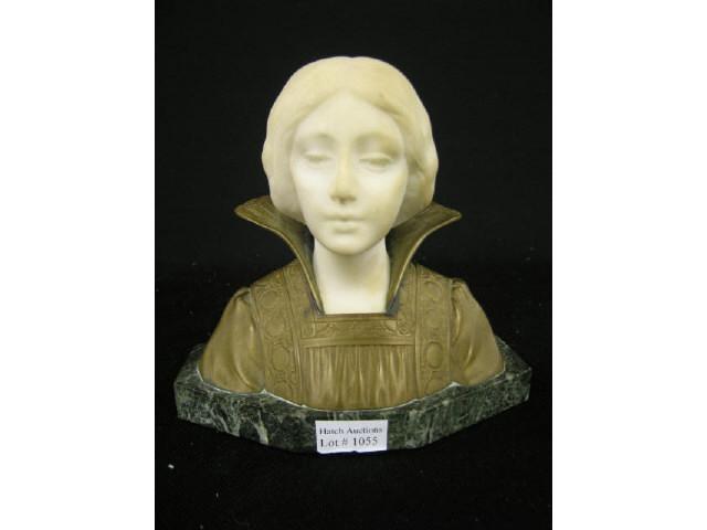 Appraisal: French Bronze Marble Bust of Joan Of Arc signed white