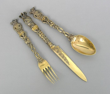 Appraisal: A Gold Washed Silver Christening Set by George William Adams